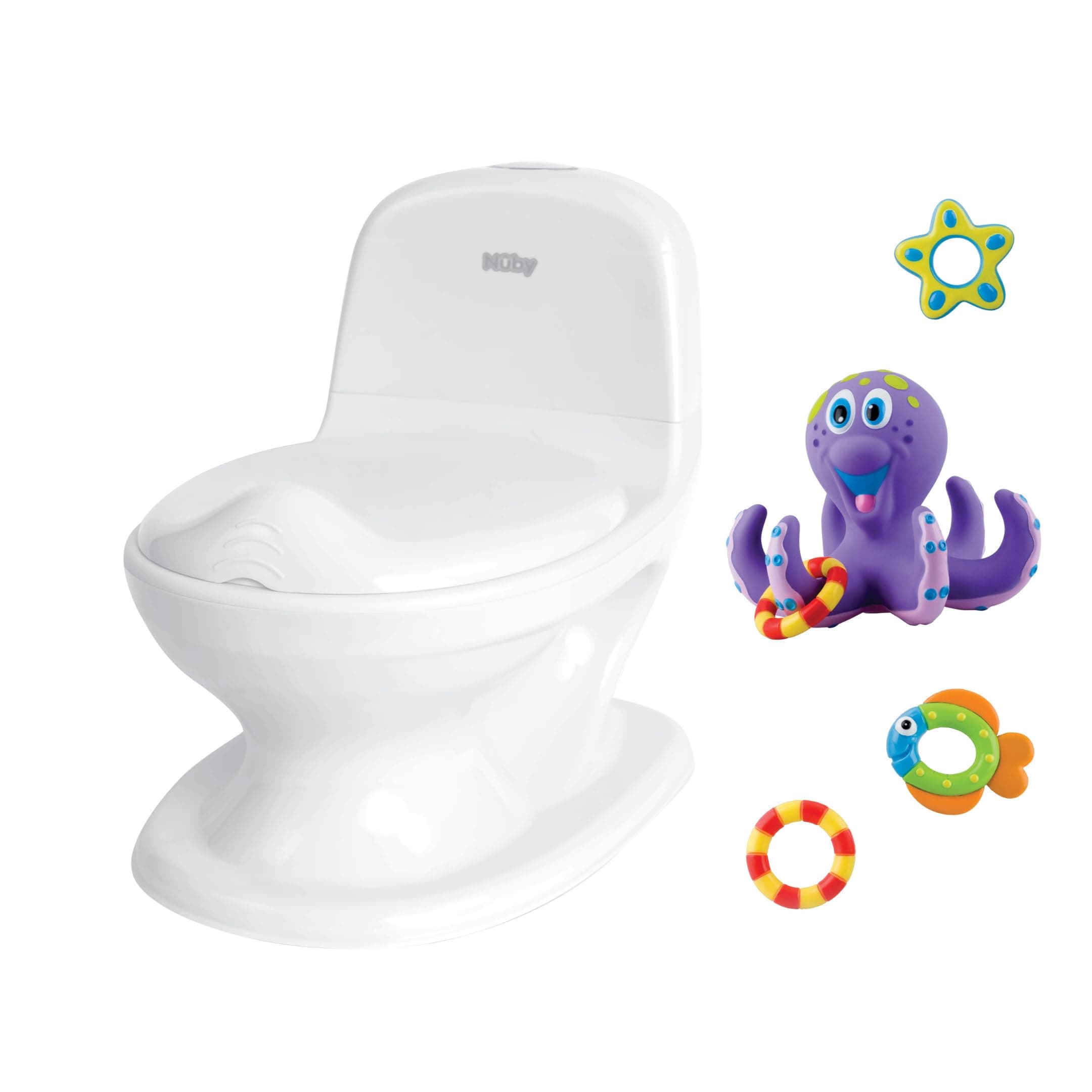 Nuby Olita educativa cu spatiu pentru hartie/servetele si sunet realist de tras apa