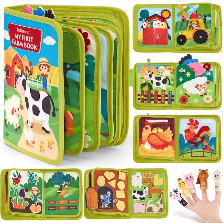 Carte Senzoriala Montessori din Fetru – My First Farm Book, Educativa si Interactiva pentru Copii