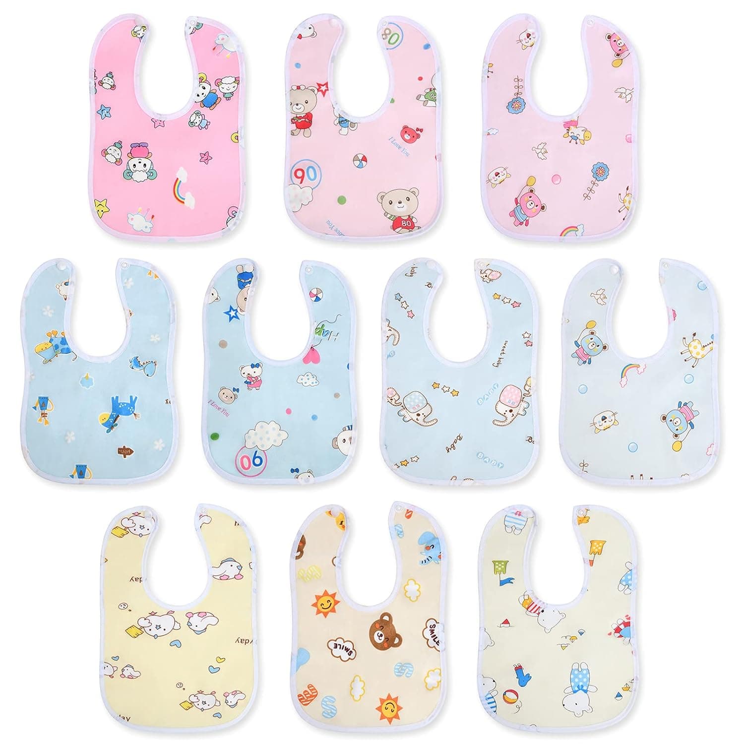 Bavete Bebelusi Premium – Set 10 Bucati, Bumbac Bio Super Absorbant, Impermeabile, Pentru Fete si Baieti