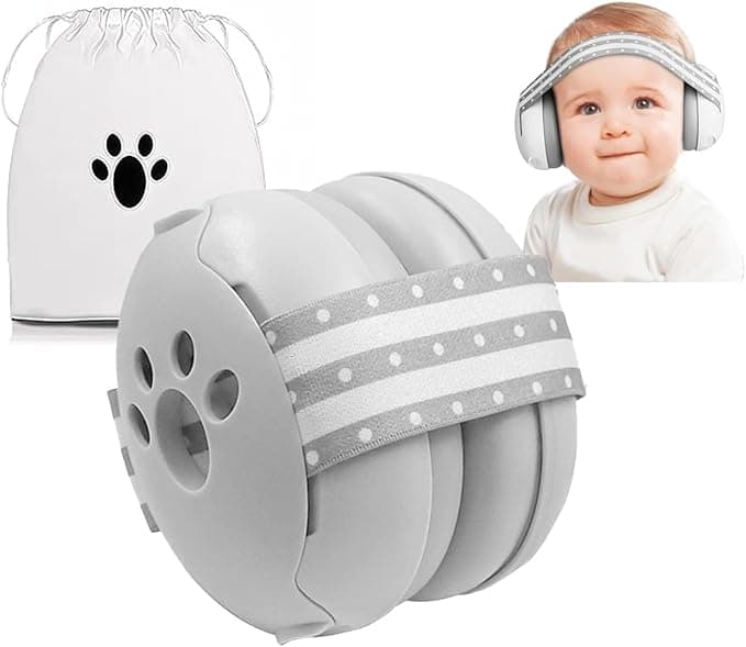 Casti antifonice bebelusi 0-36 luni, protectie auz 25 dB, bentita moale, gri