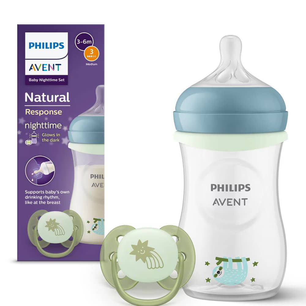 Set PHILIPS AVENT Natural Response SCD838/17, flux mediu, 3-6 luni+, 260 ml, albastru-verde