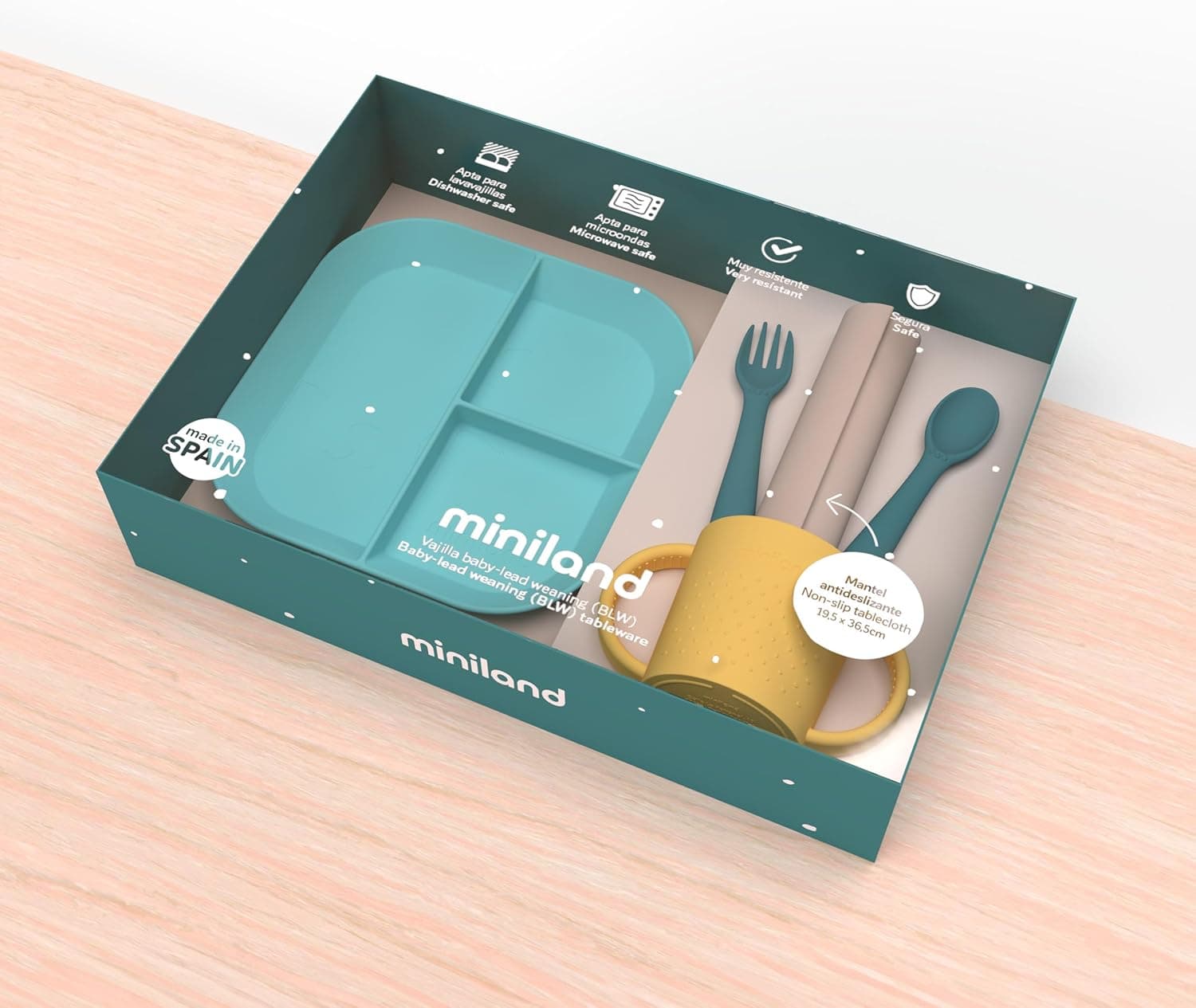 Set de masa pentru copii Miniland BLW cu placemat Sunshine